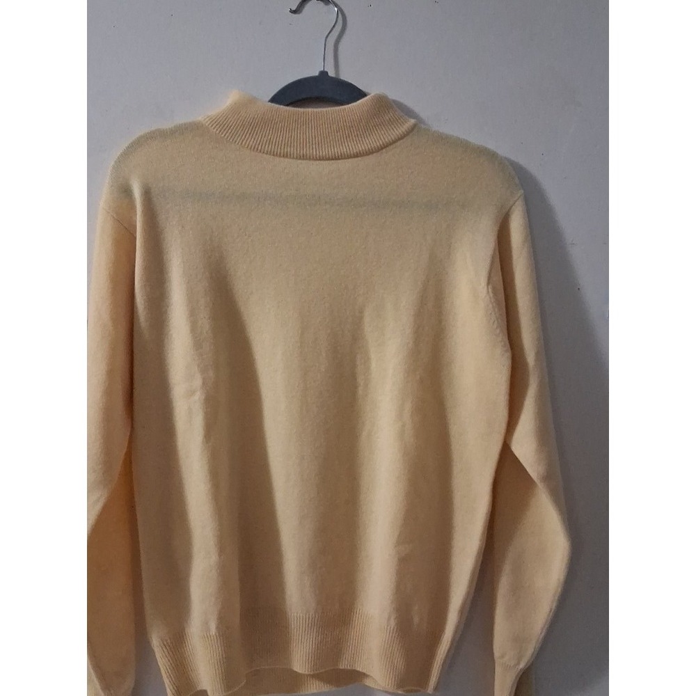 Images 100% Cashmere Mock Neck Sweater Womens Large Pale Yellow Long Sleeve Knit